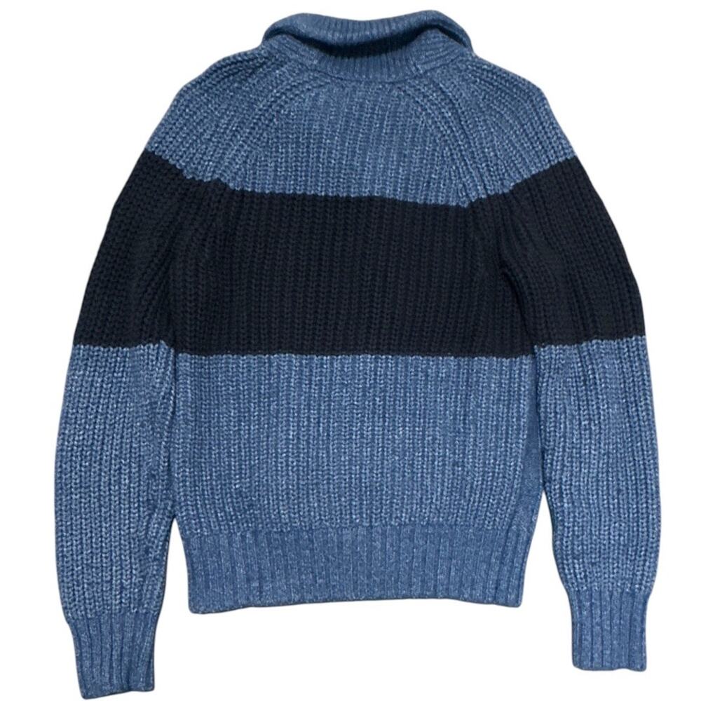 Banana Republic Cardigan Sweater Men's M Navy Blue Fisherman Cable Shawl Collar - Picture 3 of 6